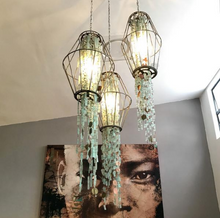 Load image into Gallery viewer, Wire Frame Tumbled Glass Pendant - Hexagon