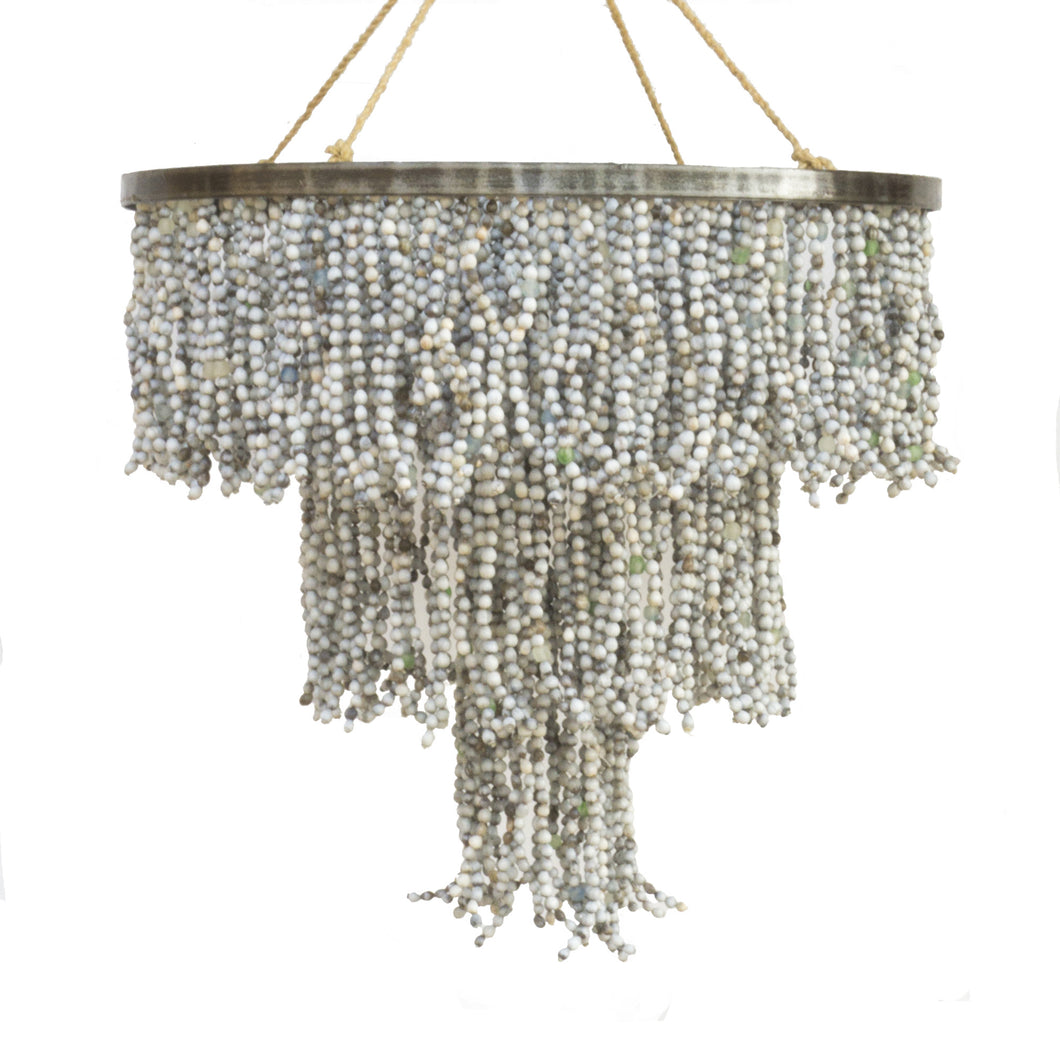 Grey Seed & Recycled Glass Chandelier - Small