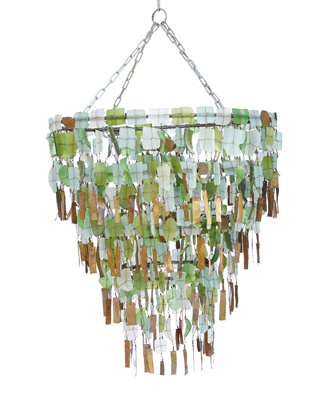 Tumbled Glass & Copper Chandelier